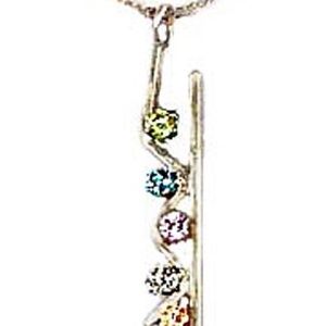 1/2 CARAT T.W. CUBIC ZIRCONIA NECKLACE, 5 COLOURED STONES, TAG ON, HANDMADE